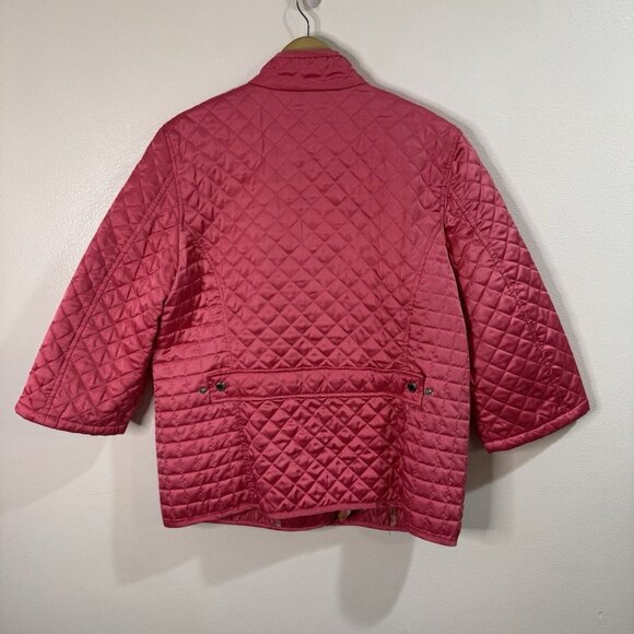 Jones New York Coat Signature Jacket L Quilted Pink Zip Front Barbie Grommets - Picture 5 of 10